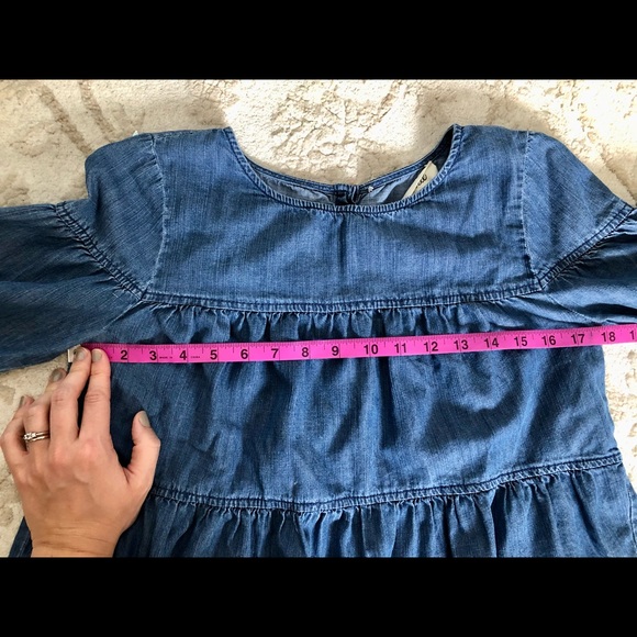 Madewell Women's Tiered Button Back Chambray Denim Top, Size XS - Picture 9 of 11